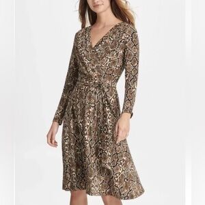 DKNY Animal Snake Print Faux Wrap Dress - 12